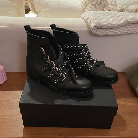 Maje Black Studded Fortune Boots Sz 36 - Picture 7 of 9